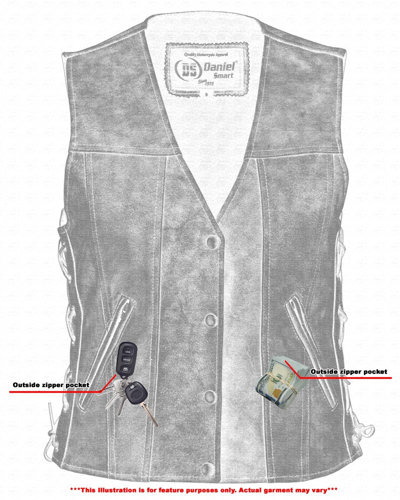 Delure Women's leather motorcycle vest Women's Leather Vests Renegade Classics