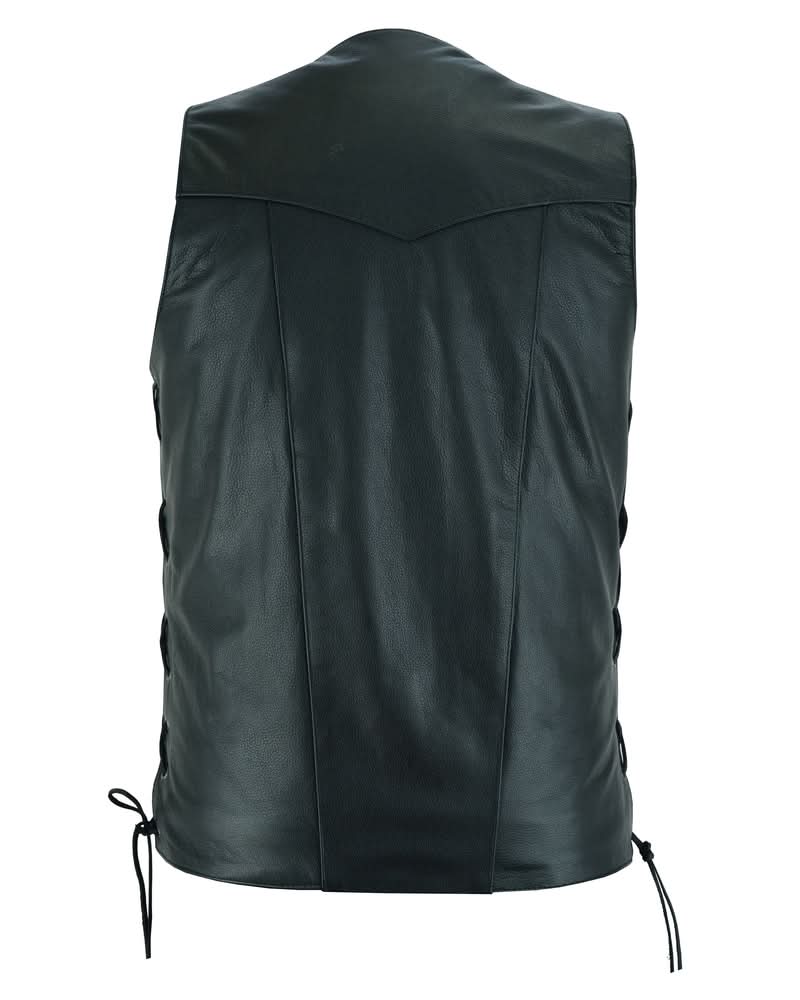 GearGuard Men's Utility Motorcycle Vest - Black Men's Leather Vests Renegade Classics