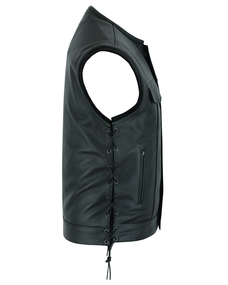 BlackArmor Men's Black motorcycle Leather Vest Men's Leather Vests Renegade Classics