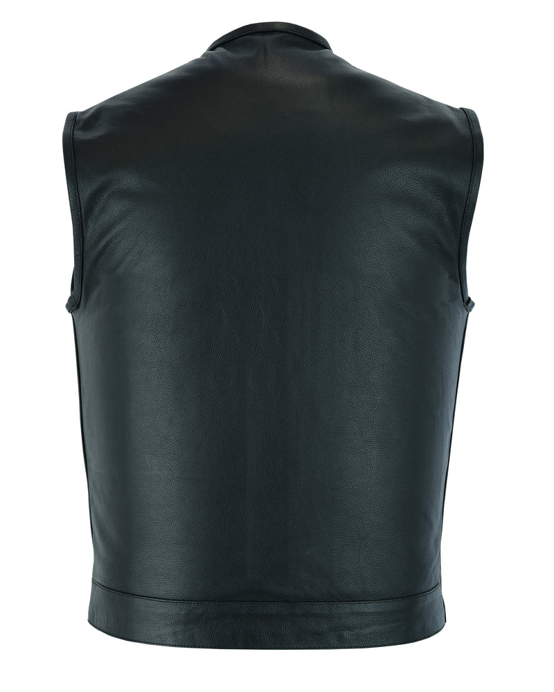 Dawn Run Black Cowhide Leather Motorcycle Vest Men's Leather Vests Bike Night Leather
