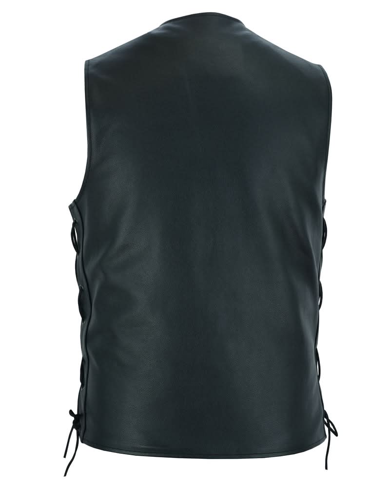 Curated Men's Tall Biker Leather Vest- Black Men's Leather Vests Renegade Classics