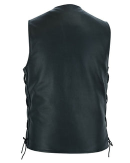 Curated Men's Tall Biker Leather Vest- Black Men's Leather Vests Renegade Classics