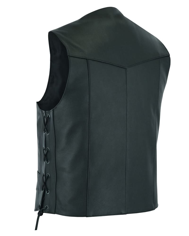 Highway Lace Men's Motorcycle Leather Vest - Black Men's Leather Vests Renegade Classics