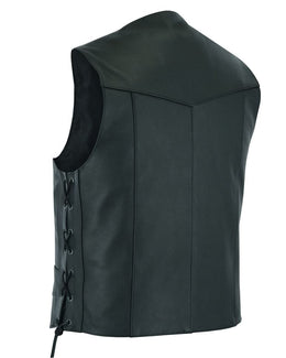 Highway Lace Men's Motorcycle Leather Vest - Black Men's Leather Vests Renegade Classics