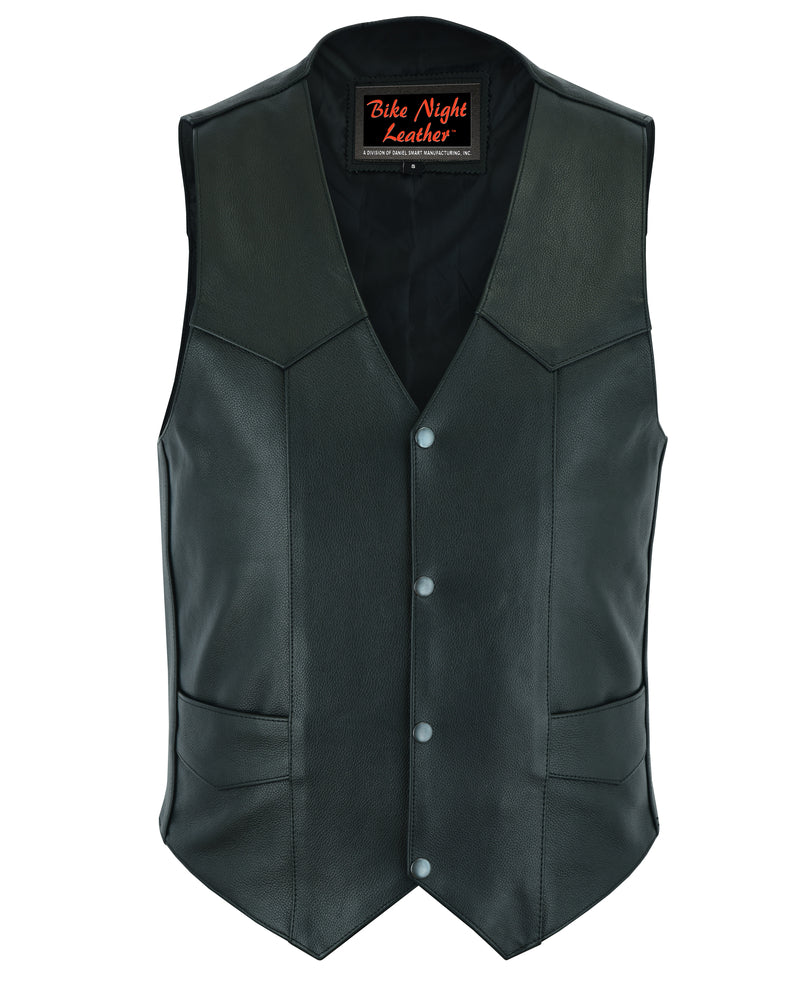 Quiet Ride Men's  Motorcycle Leather Vest - Black