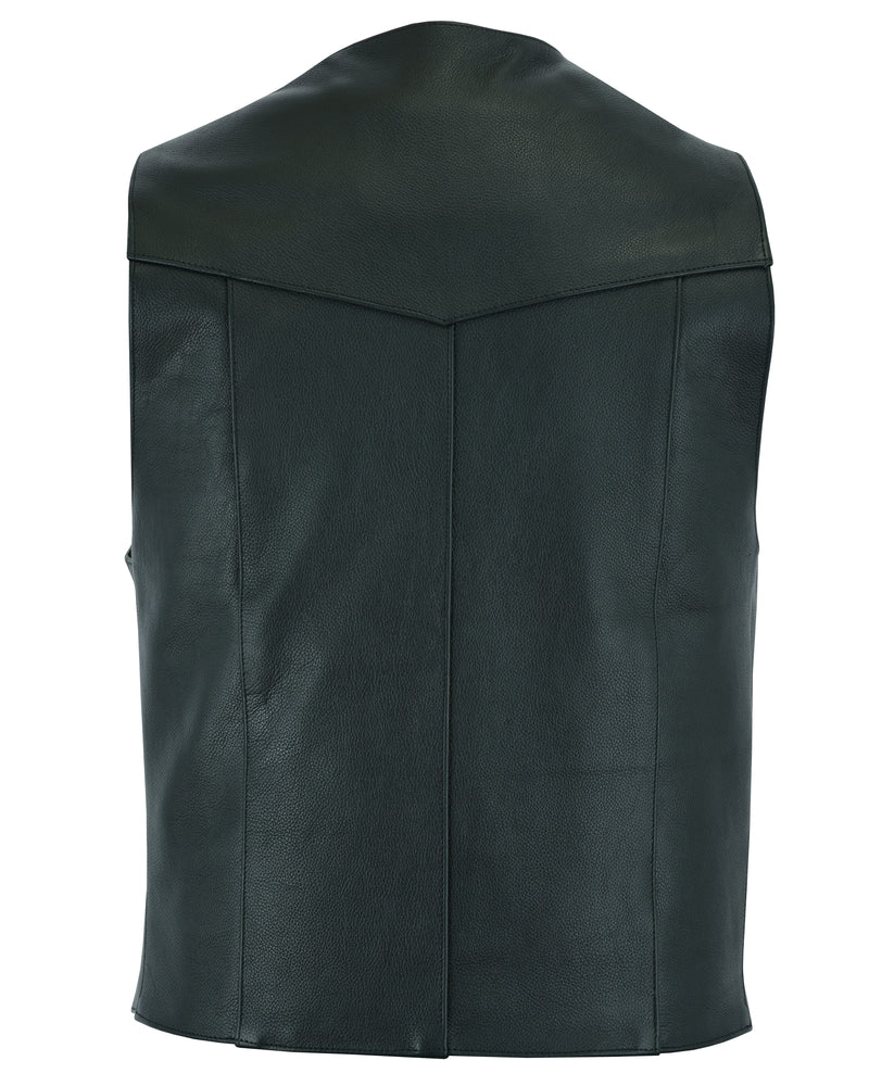 Quiet Ride Men's Motorcycle Leather Vest - Black Men's Leather Vests Renegade Classics