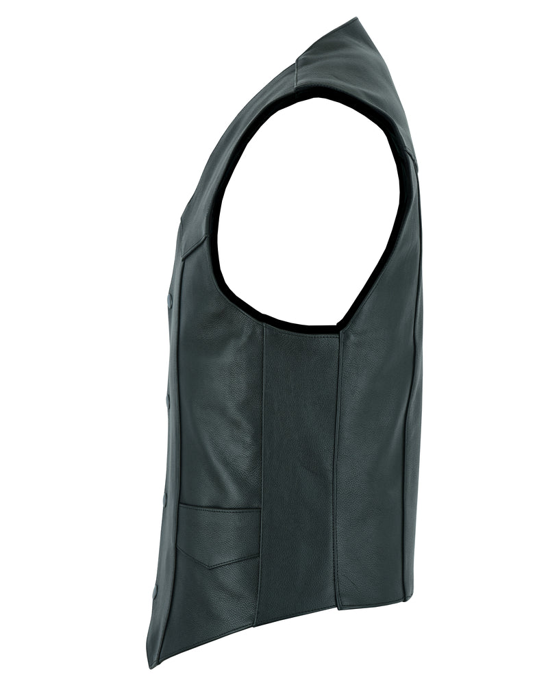 Quiet Ride Men's Motorcycle Leather Vest - Black Men's Leather Vests Renegade Classics