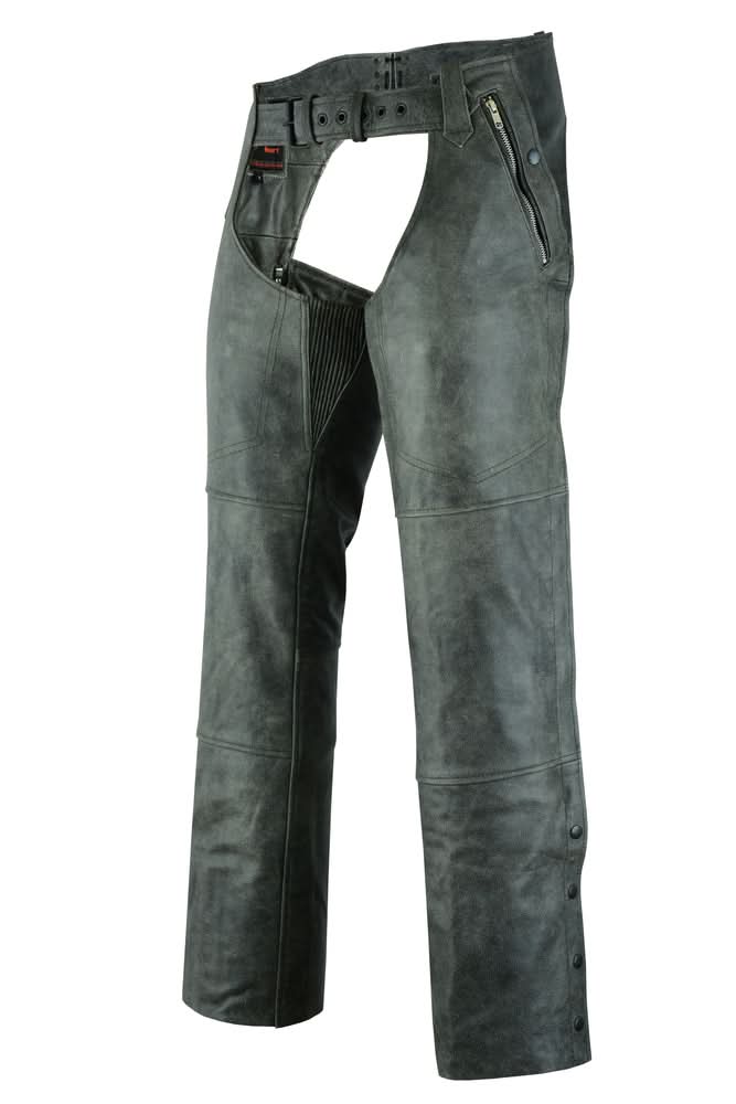 Erova Unisex Gray Motorcycle Leather Chaps Chaps & Pants Renegade Classics