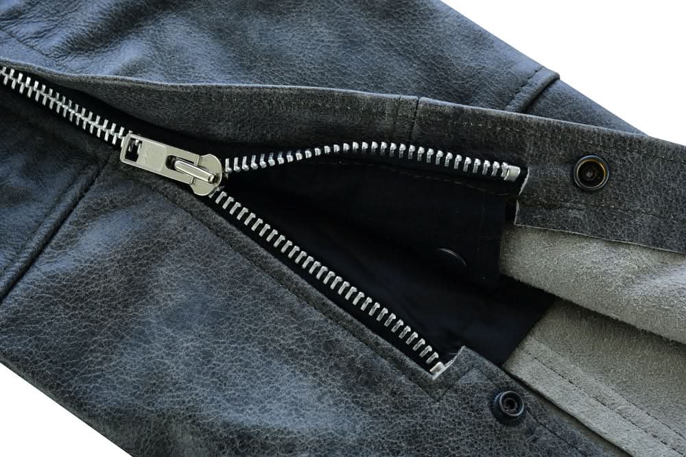 Erova Unisex Gray Motorcycle Leather Chaps Chaps & Pants Renegade Classics