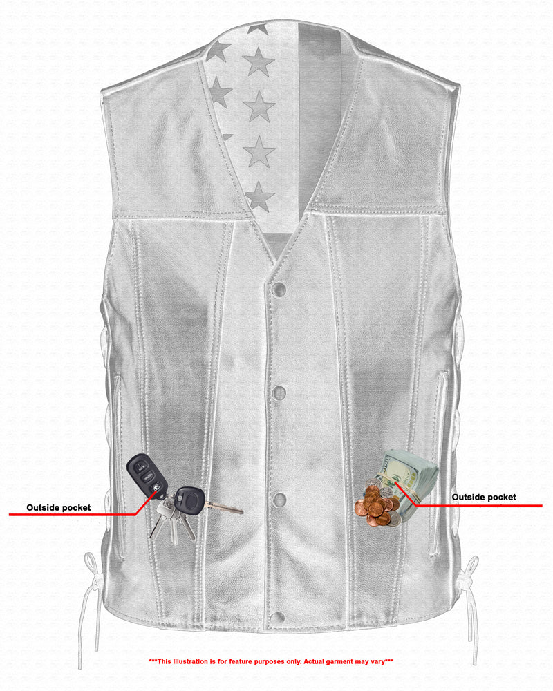 Tribute Men's Black Leather Motorcycle Men's Leather Vests Renegade Classics