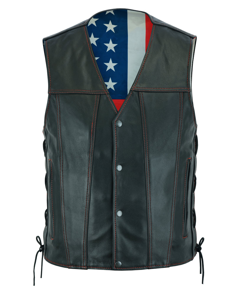 Tribute Men's Black Leather Motorcycle Men's Leather Vests Renegade Classics