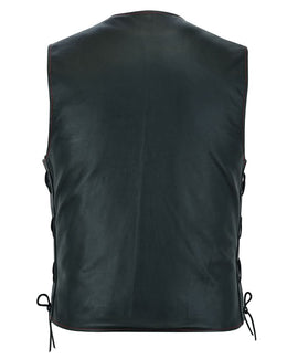 Tribute Men's Black Leather Motorcycle Men's Leather Vests Renegade Classics