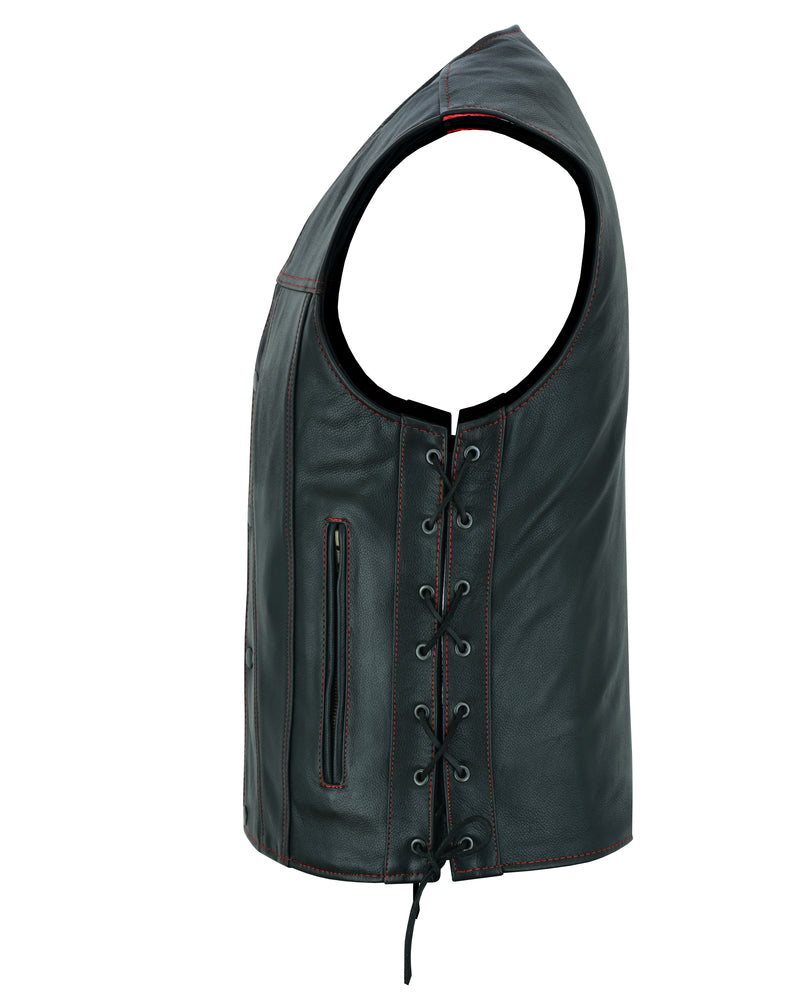 Tribute Men's Black Leather Motorcycle Men's Leather Vests Renegade Classics