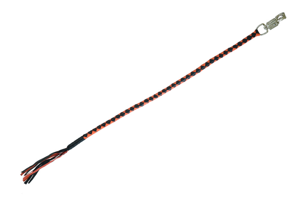 GBW202 Leather Handlebar Fringe - Orange/Black