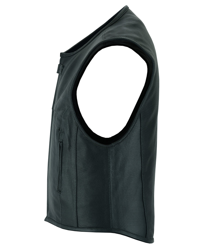 Zone Men's Black  SWAT  Style Leather Vest