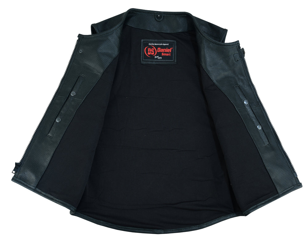 Zone Men's Black  SWAT  Style Leather Vest